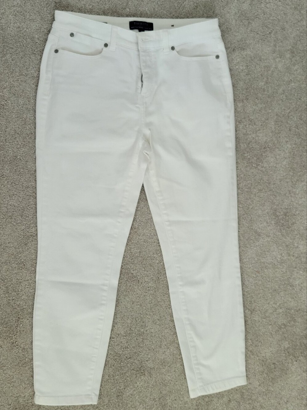 Talbots Simply Flattering 5 Pocket Jeggings Crop White Jeans , Size 8